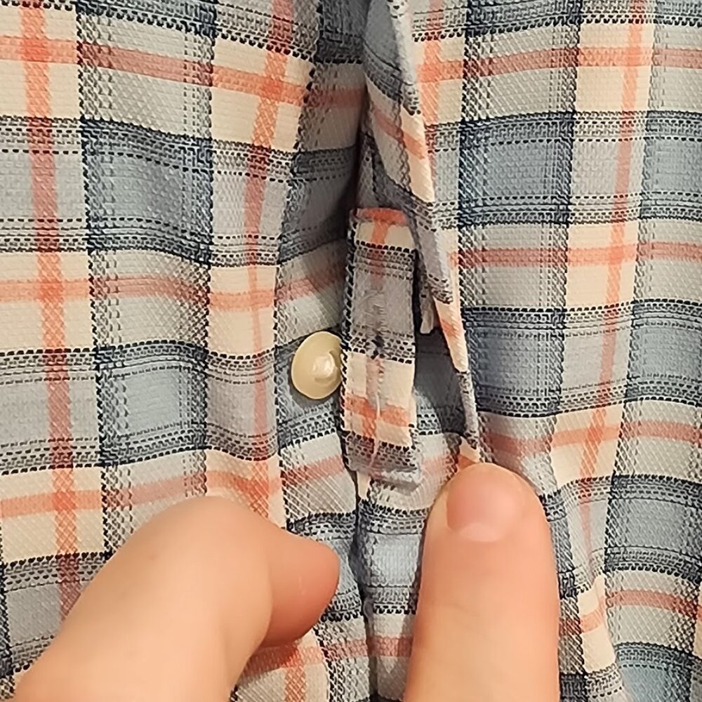 Johnnie O Mens Lightweight Cotton Check Plaid Button Down Flannel Size Large - Picture 6 of 14